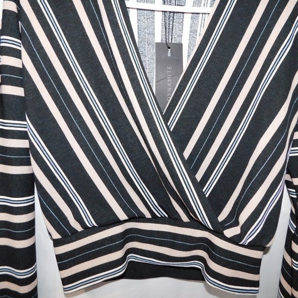 Dynamite Womens XS Striped Wrap Long Sleeve Shirt - Picture 5 of 8